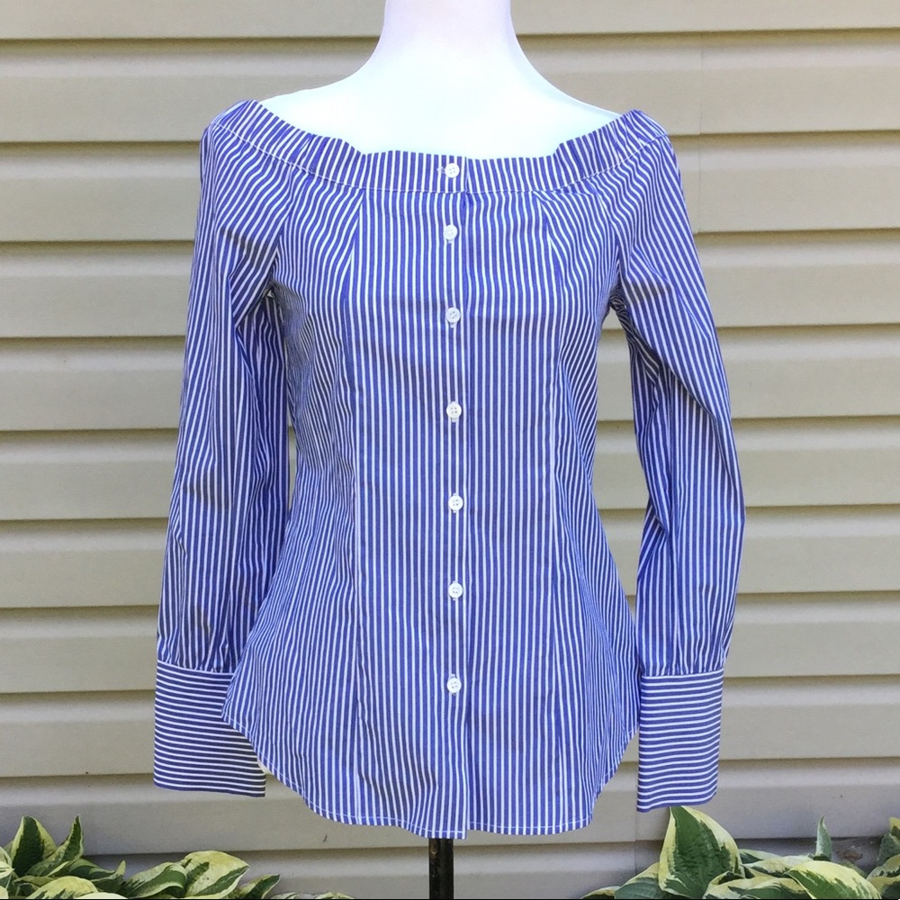 NWT Antonio Melani Lila Stripe Off Shoulder Blouse